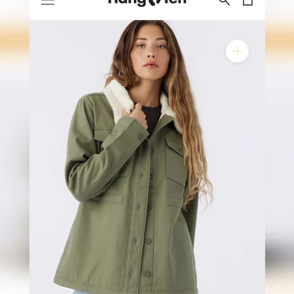 Hang ten NWOT utility jacket in army green fully lined size Large